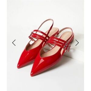 Cute Shoedazzle red slingback shoes flats New with Box